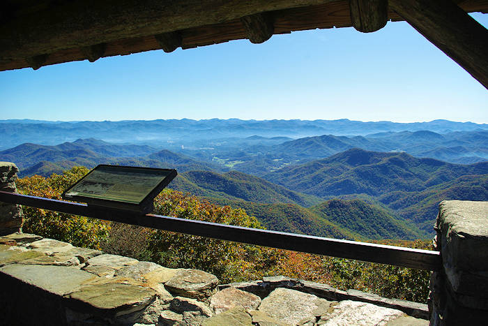 Wayah Bald fire tower overlooking Blue Ridge Mountains near Franklin NC
